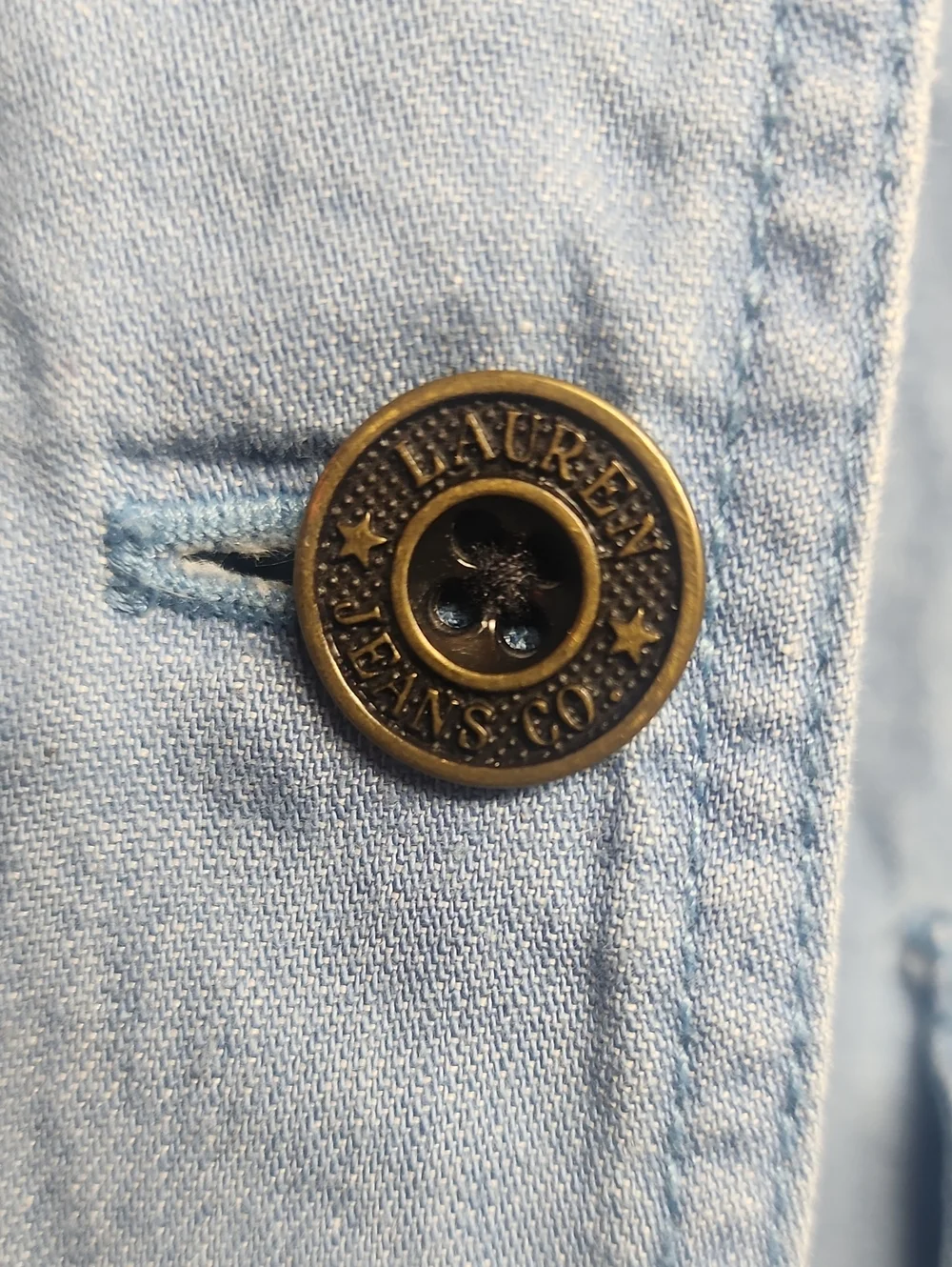 LRL Lauren Jeans Co RALPH LAUREN Vintage Light Blue Denim Jacket Linen Blend SzL - Picture 4 of 7